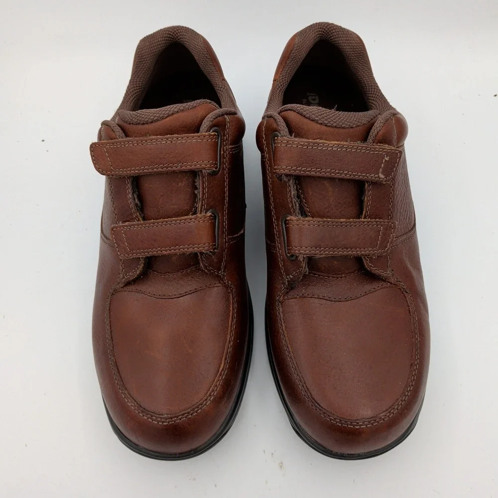 Dunham 8009SB Winslow Brown Leather Hook Loop Walking Shoes Mens 12 4E Wide